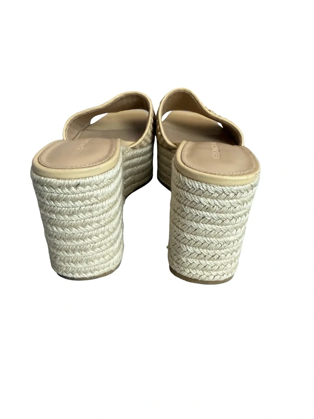 Veronica Beard Cream Woven Raffia Espadrille Wedge Sandals Slide Size 7 Women's
